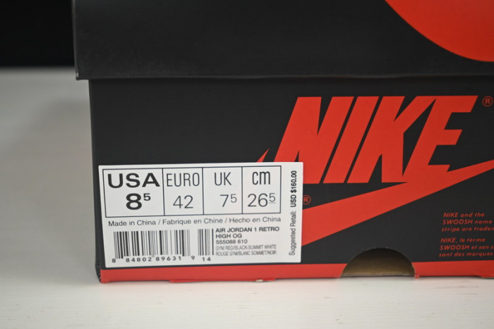 air jordan 1 retro high og bred toe 555088-610