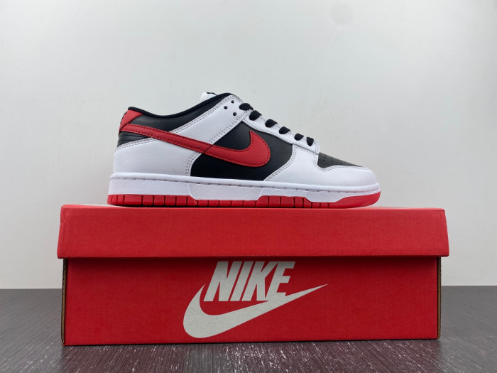 nike dunk low white black university red fd9762-061