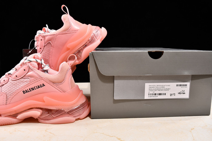 Ba*len*cia*ga triple s trainers clear sole trainer pink 542023-02