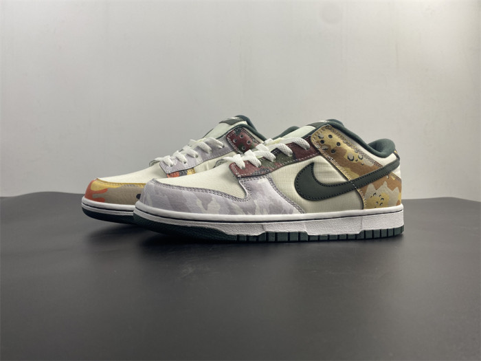nike dunk low se sail multi-camo dh0957-100