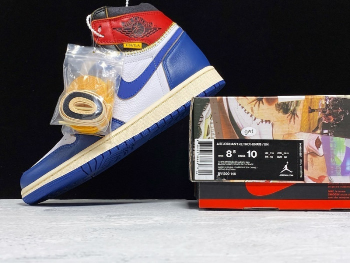 union x jordan 1 retro high los angeles blue toe bv1300-146