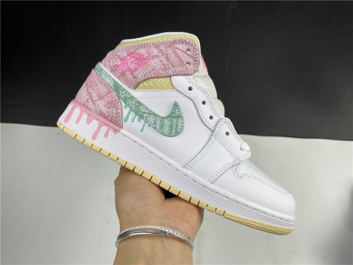 air jordan 1 mid pink ice-cream dd1666-100