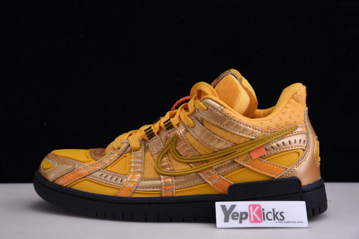 ow x nike air rubber dunk “university gold” cu6015-100