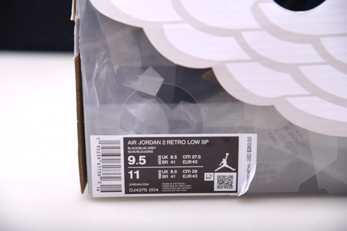 air jordan 2 retro low ow black blue dj4375-004