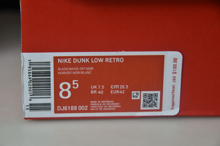 nike dunk low black white dj6188-002