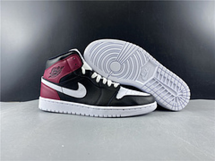 air jordan 1 mid black noble red bq6472-016