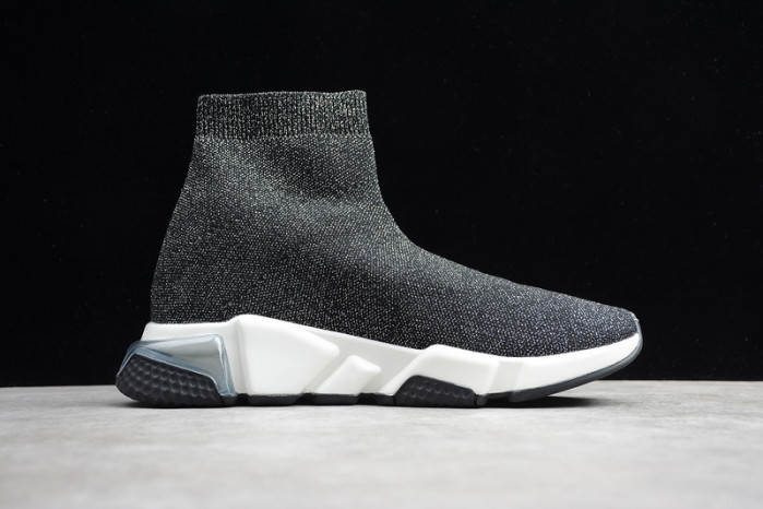 Ba*len*cia*ga speed trainer sneakers black sliver wt-9033