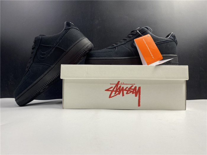 stussy x nike air force 1 low “black” cz9084-001