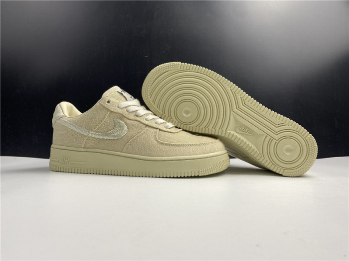 stussy x nike air force 1 low “fossil stone” cz9084-200
